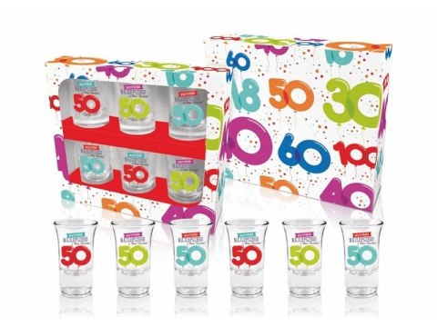 Szkło - URODZINOWE LITERKI 50 zestaw 6 kieliszków 35 ml Boss of toys