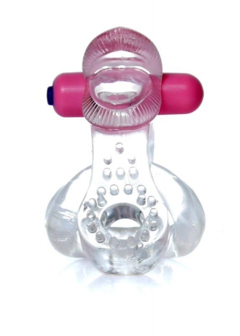 Pierścień-Tongue Vibro CockRing Clear Boss of toys