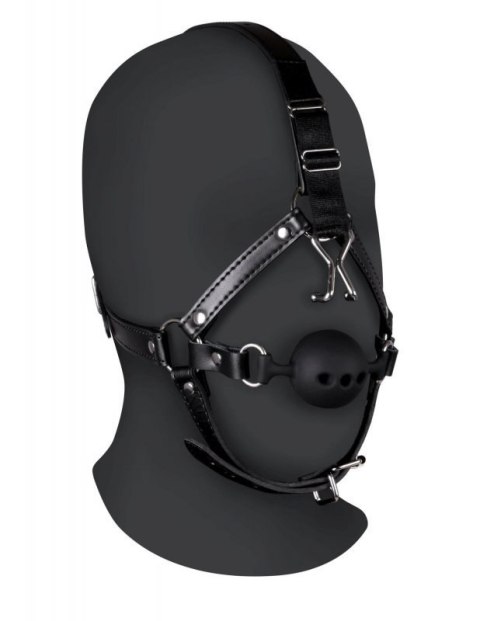 Head Harness with Breathable Ball Gag and Nose Hooks - Black Boss of toys