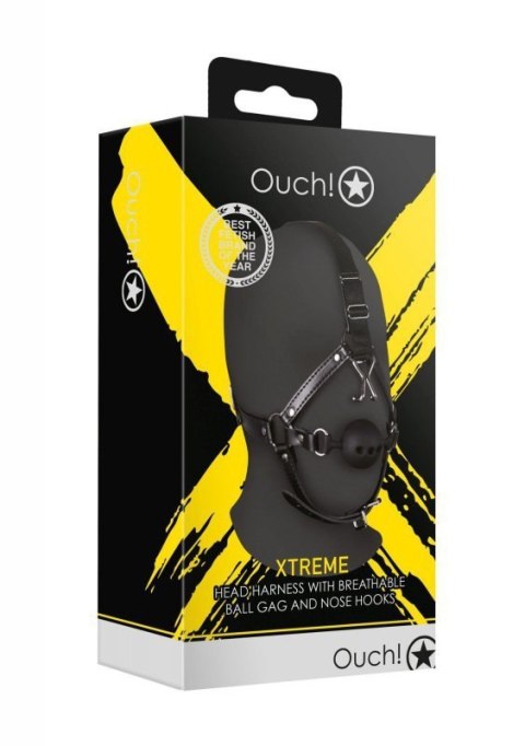 Head Harness with Breathable Ball Gag and Nose Hooks - Black Boss of toys