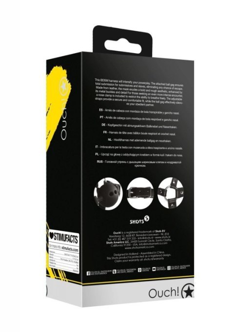 Head Harness with Breathable Ball Gag and Nose Hooks - Black Boss of toys