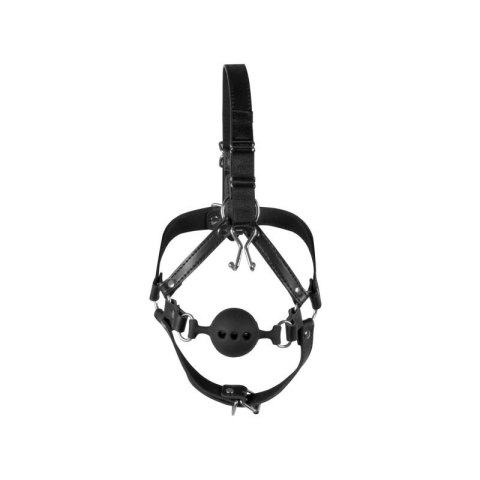 Head Harness with Breathable Ball Gag and Nose Hooks - Black Boss of toys