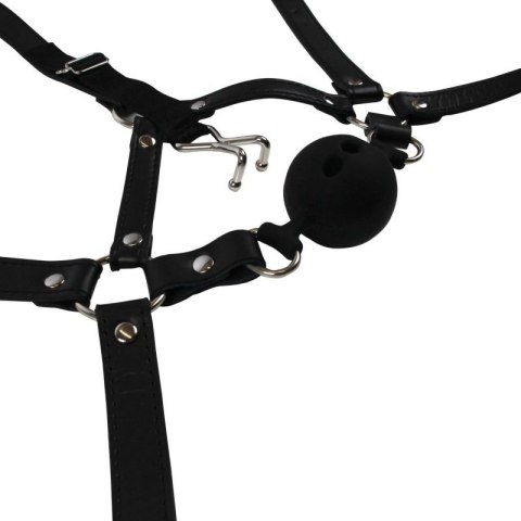 Head Harness with Breathable Ball Gag and Nose Hooks - Black Boss of toys