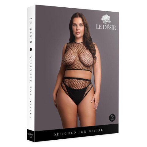 2 piece with crop top, pantie and fishnet structure. Boss of toys