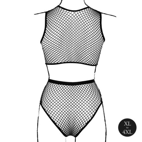 2 piece with crop top, pantie and fishnet structure. Boss of toys