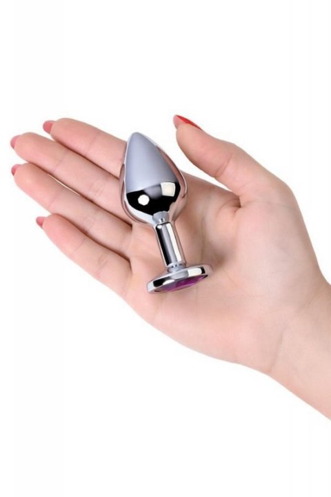 Silver anal plug TOYFA Metal,with a amethyst colored gem Boss of toys