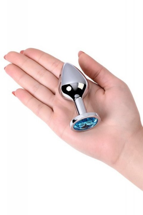 Silver anal plug with gem, turquoise Boss of toys