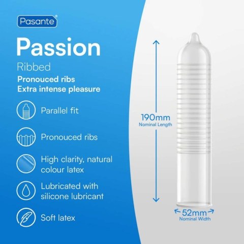 Pasante Ribbed/Passion Condoms 12 pcs Boss of toys