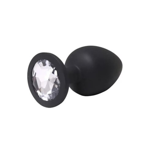 Black medium butt plug with white crystal Boss of toys