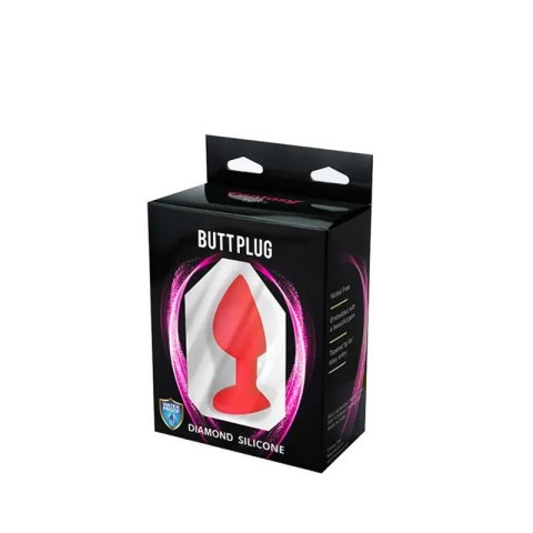 Red medium butt plug with white crystal Boss of toys