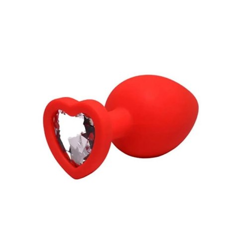 Red small heart-shaped butt plug with white crystal Boss of toys