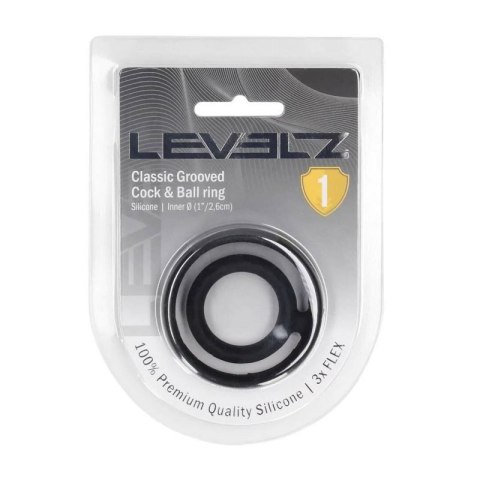 Classic Grooved Silicone Cock and Ball Ring - Black Boss of toys