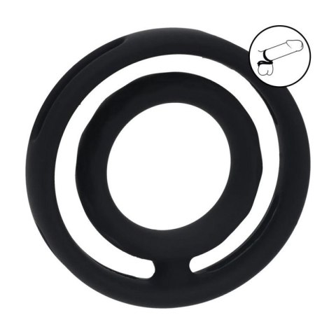 Classic Grooved Silicone Cock and Ball Ring - Black Boss of toys