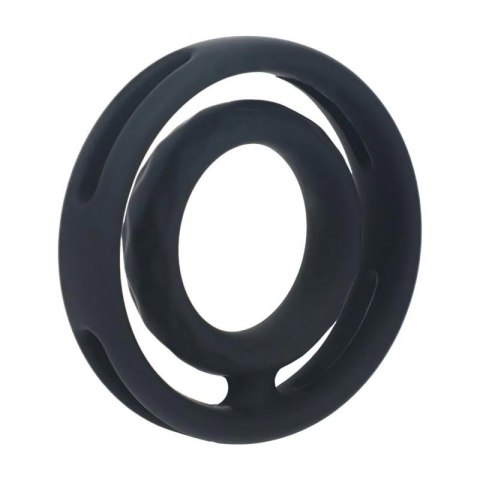 Classic Grooved Silicone Cock and Ball Ring - Black Boss of toys