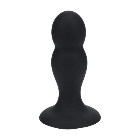 Double Rattle Liquid Silicone Anal Plug - M - Black Boss of toys