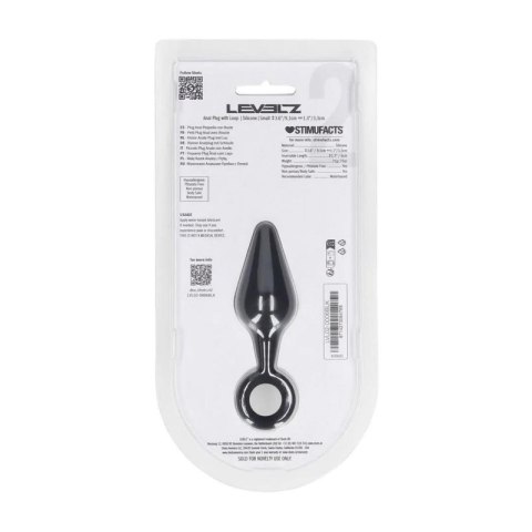 Silicone Anal Plug with Loop - S - Black Boss of toys