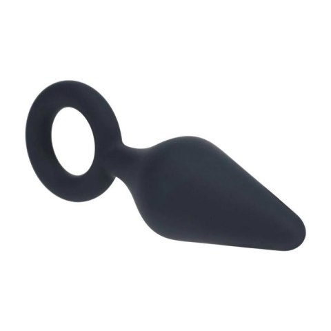 Silicone Anal Plug with Loop - S - Black Boss of toys