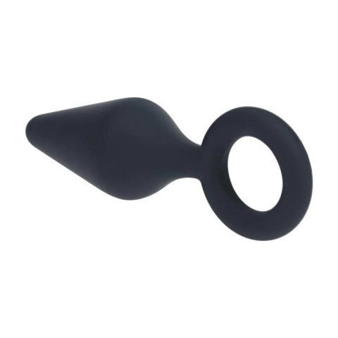 Silicone Anal Plug with Loop - S - Black Boss of toys