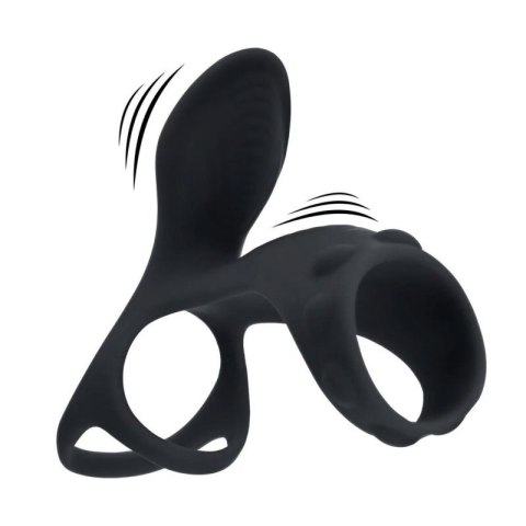 Vibrating Silicone Cock and Ball Ring with Shaft Loop - Black Boss of toys