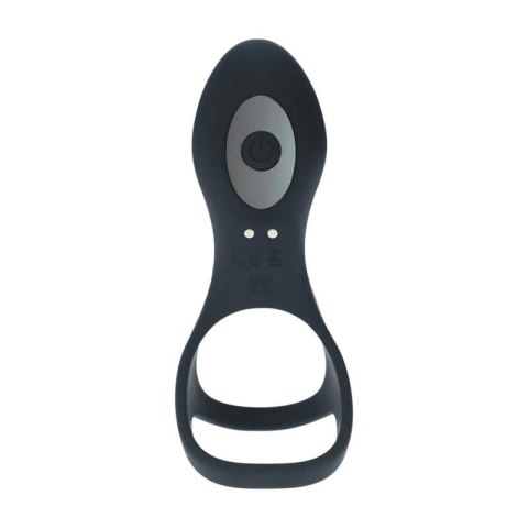 Vibrating Silicone Cock and Ball Ring with Shaft Loop - Black Boss of toys