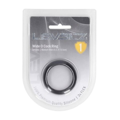 Wide O Silicone Cockring - M - 35mm - Black Boss of toys