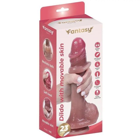 Silicone dildo with foreskin and realistic testicles 23 cm Boss of toys