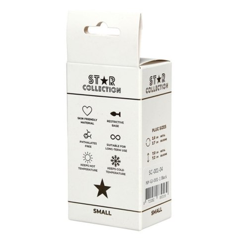 Star Collection - Black Silicone Anal Plug S - Light Blue Stone Boss of toys