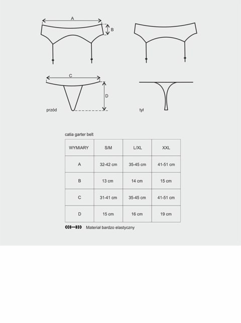 Bielizna-Catia pas do pończoch i stringi L/XL Obsessive - Amocarat Sp. z o.o.