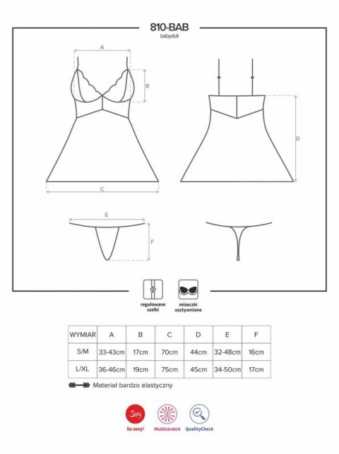 Bielizna-810-BAB-1 babydoll i stringi czarna L/XL Boss of toys