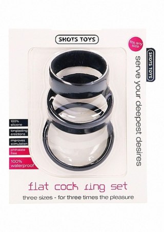 Flat Cock Ring Set - Black SHOTS