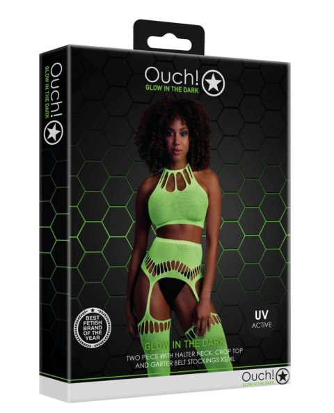 Komplet bielizny Ouch neonowy zielony UV XS/XL Ouch!