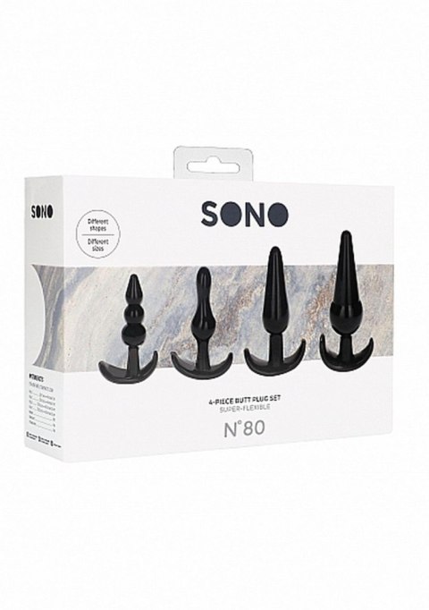 NO. 80 - 4-Piece Butt Plug Set - Black SHOTS