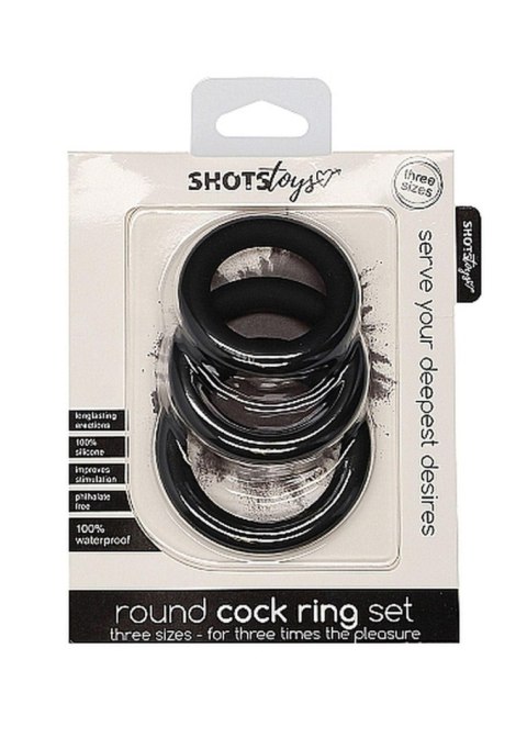 Round Cock Ring Set - Black SHOTS