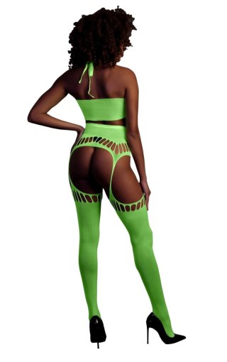 Two Piece with Crop Top and Stockings - Green - XS/XL SHOTS