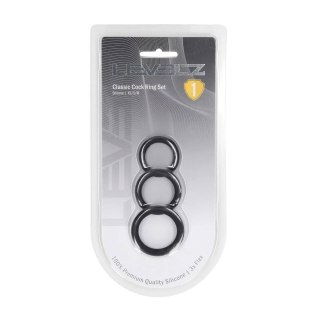 Classic Silicone Cockring Set of 3 - XS/S/M - Black SHOTS