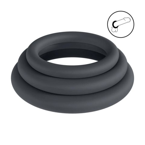 Classic Silicone Cockring Set of 3 - XS/S/M - Black SHOTS