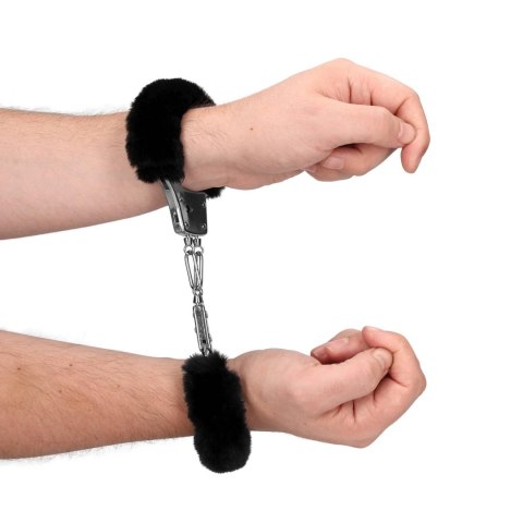 Furry Metal Hand Cuffs - Black SHOTS