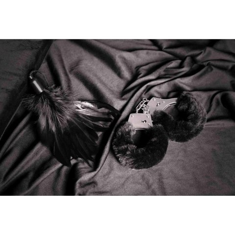 Furry Metal Hand Cuffs - Black SHOTS