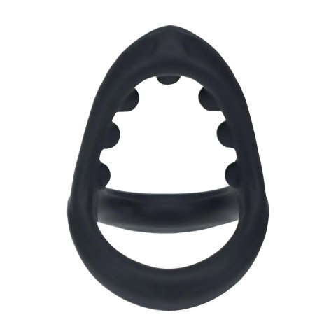 Soft Bead Grip Silicone Cock and Ball Ring - Black SHOTS