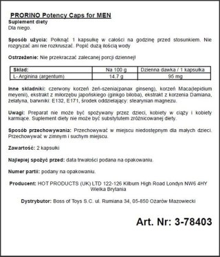 Supl.diety-PRORINO Men- 2pcs black line Potency Caps HOT Productions & Vertriebs GmbH