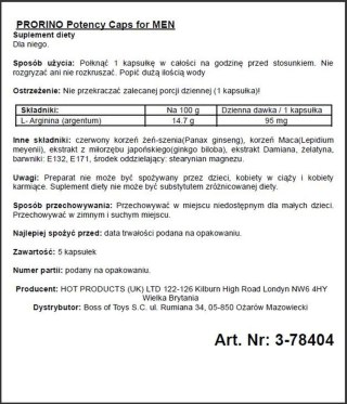Supl.diety-PRORINO Men- 5pcs black line Potency Caps HOT Productions & Vertriebs GmbH
