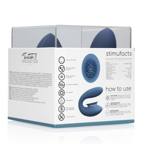 Twitch 3 - Rechargeable Vibrator & Suction - Silicone - 10 Speed - Blue/Grey SHOTS