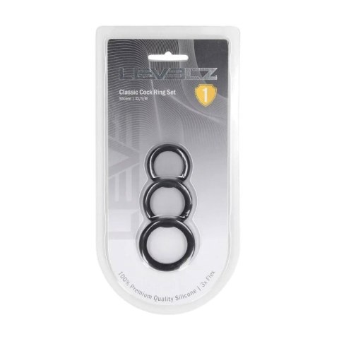 Classic Silicone Cockring Set of 3 - XS/S/M - Black Boss of toys