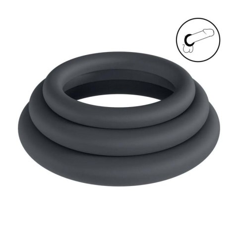Classic Silicone Cockring Set of 3 - XS/S/M - Black Boss of toys