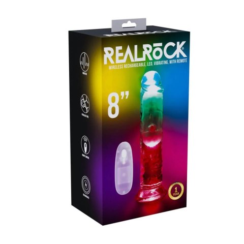 LED Vibrating Straight Cock - 20 cm - Transparent RealRock