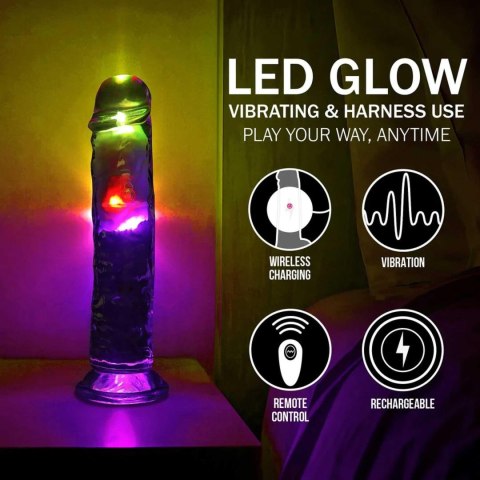 LED Vibrating Straight Cock - 20 cm - Transparent RealRock