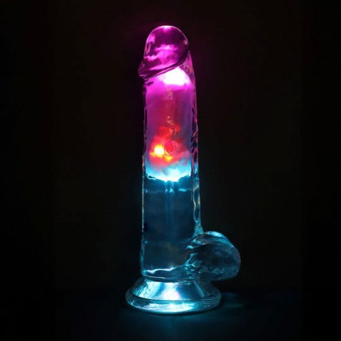 LED Vibrating Straight Cock with Balls - 7" / 18 cm - Transparent RealRock