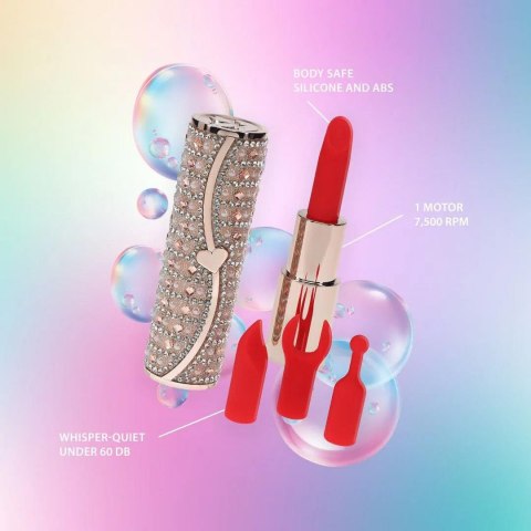 Tiffany - Lipstick Vibrator with 4 Attachments - Pink Loveline