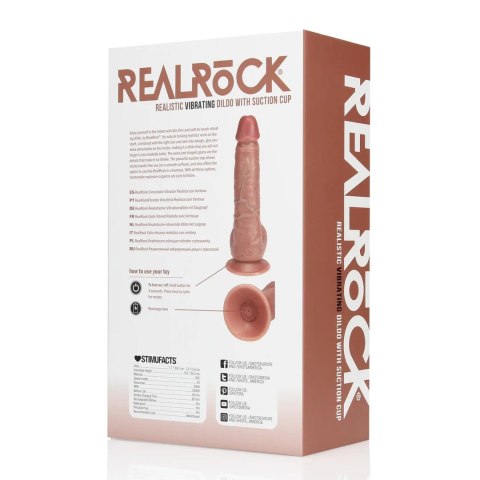 Vibrating Regular Straight Cock with Balls - 7" / 18 cm - Tan RealRock