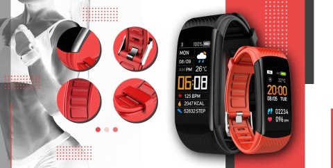 Smartwatch GIEWONT Czarno Czerwony 2 Paski GW200-1 Giewont